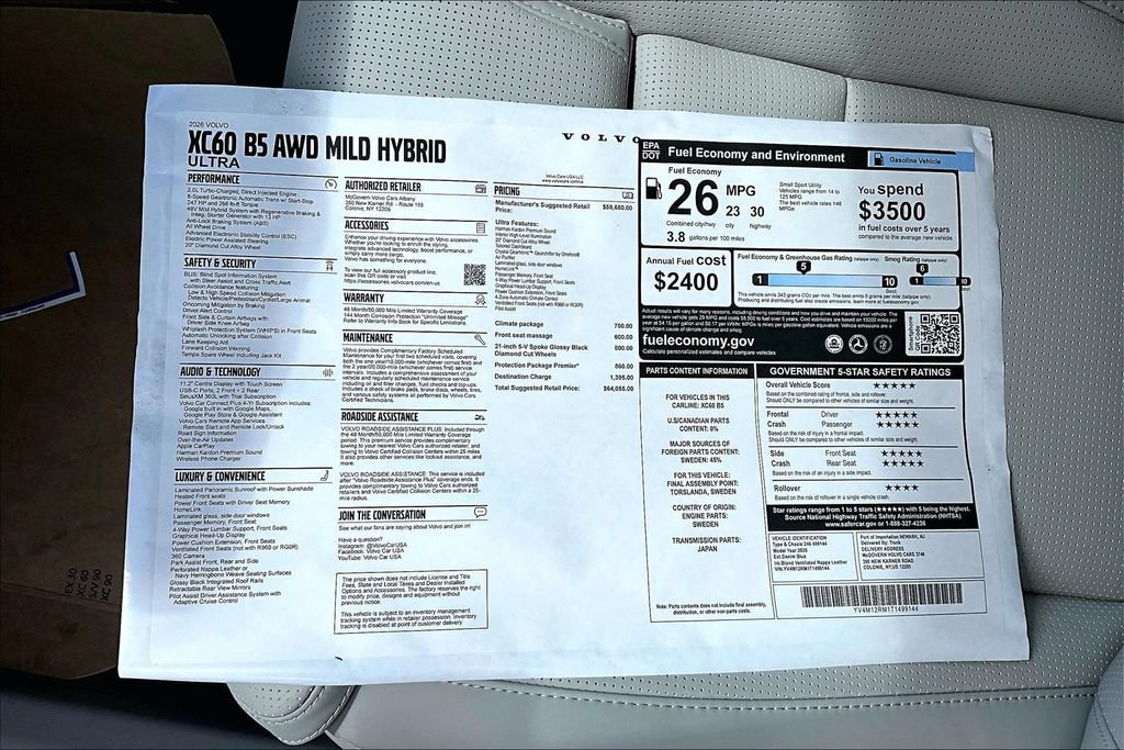 New 2026 Volvo XC60 B5 Ultra w/ Protection Package Premier AWD/4WD image 13