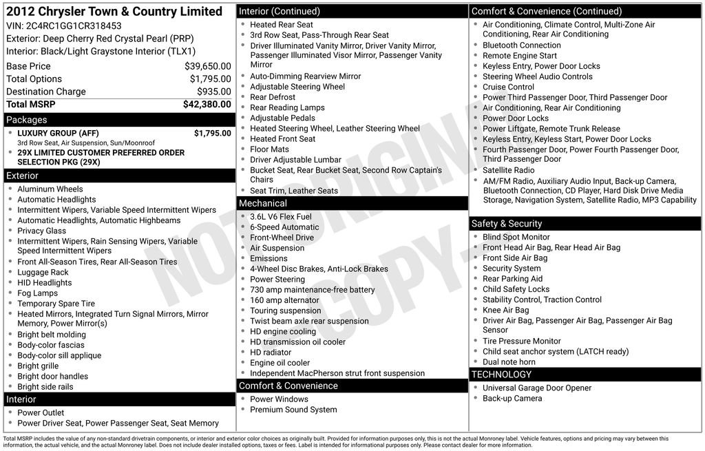 Used 2012 Chrysler Town & Country Limited w/ Luxury Group FWD image 10