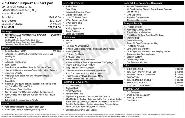 Used 2024 Subaru Impreza 2.0i Sport image 18