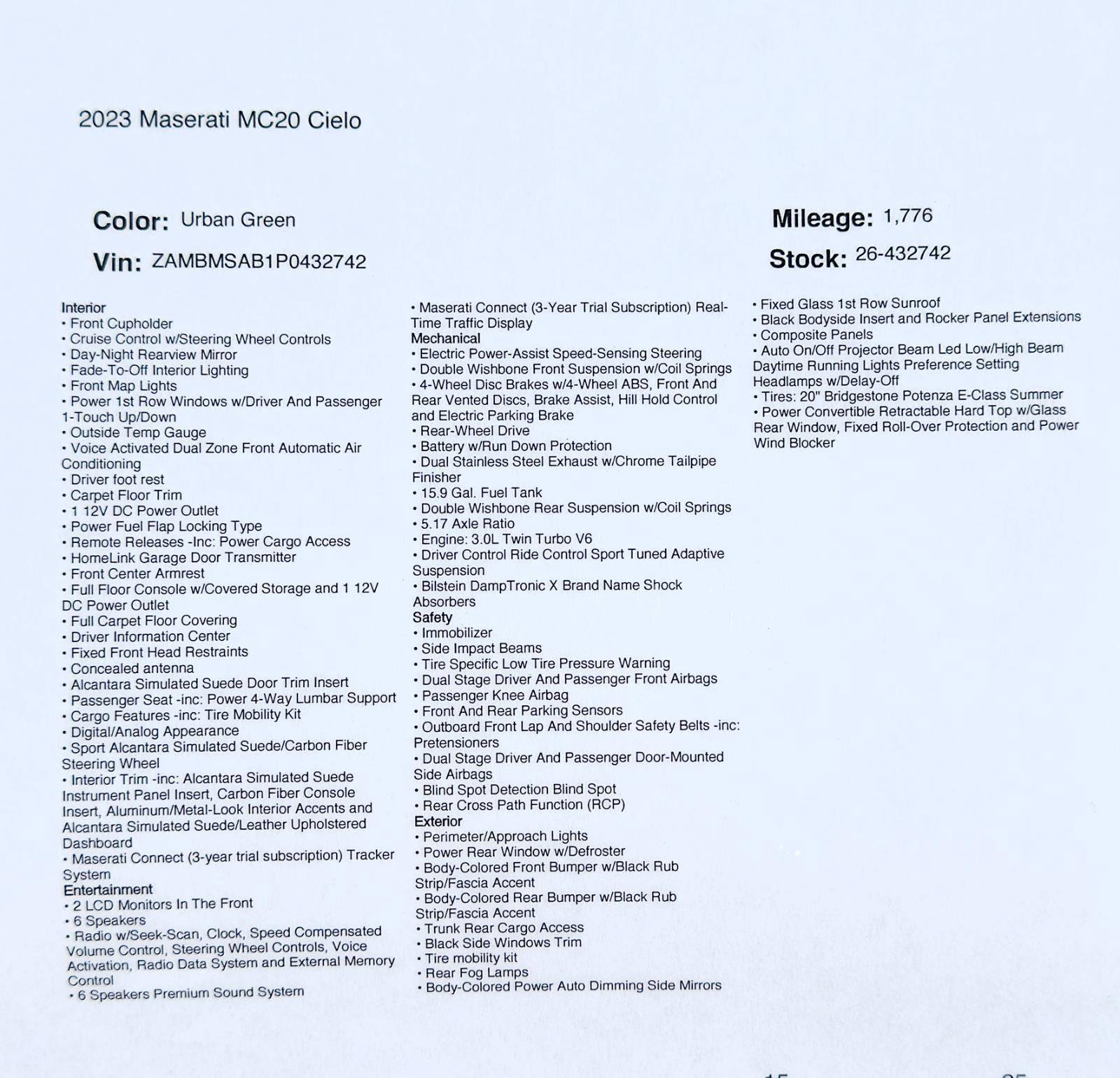 Used 2023 Maserati MC20 Spyder image 36