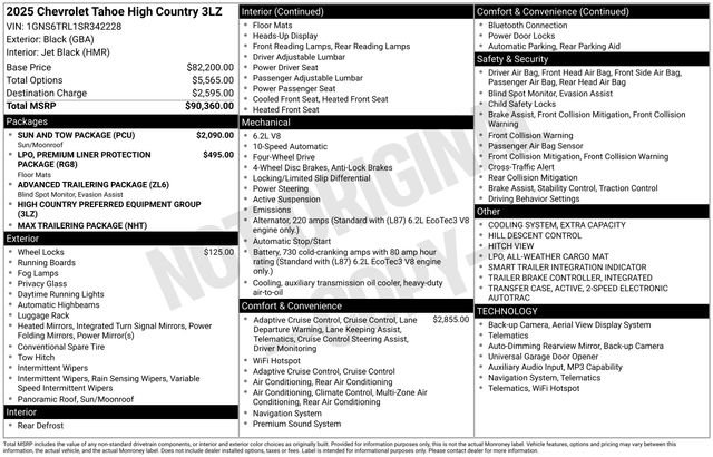 Used 2025 Chevrolet Tahoe High Country w/ Sun And Tow Package AWD/4WD image 70