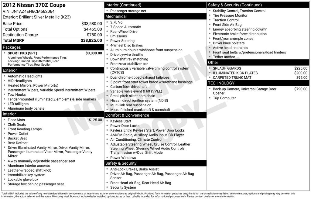 Used 2012 Nissan 370Z Touring w/ Sport Pkg image 7