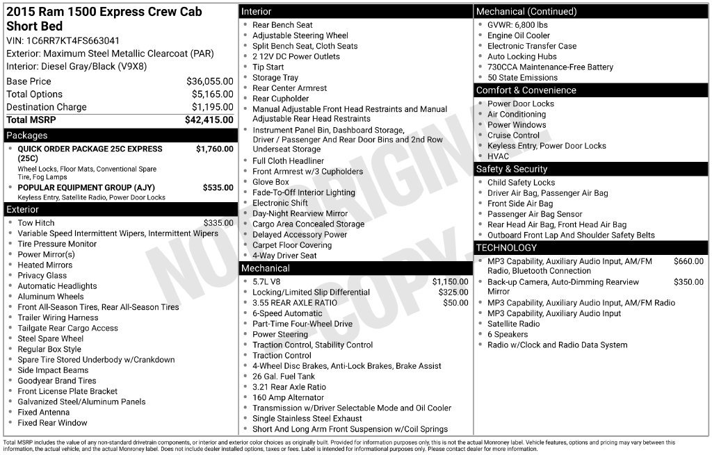 Used 2015 RAM 1500 Express AWD/4WD image 48