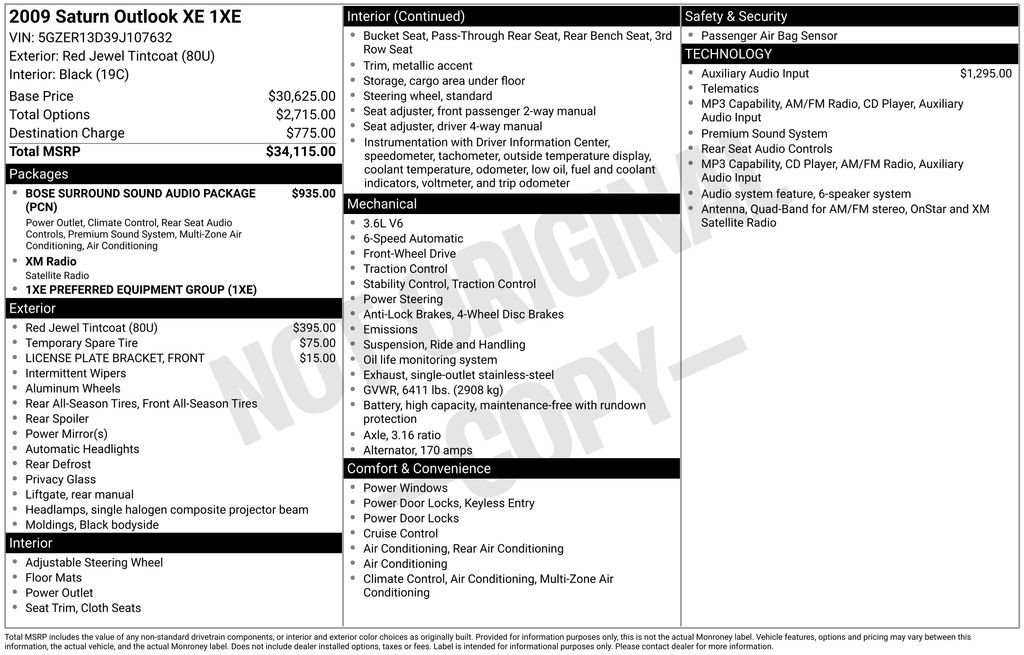 Used 2009 Saturn Outlook XE FWD image 2