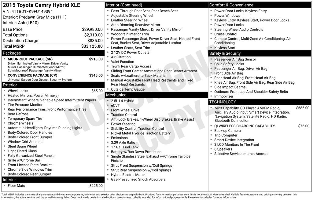 Used 2015 Toyota Camry XLE w/ Moonroof Package FWD image 45