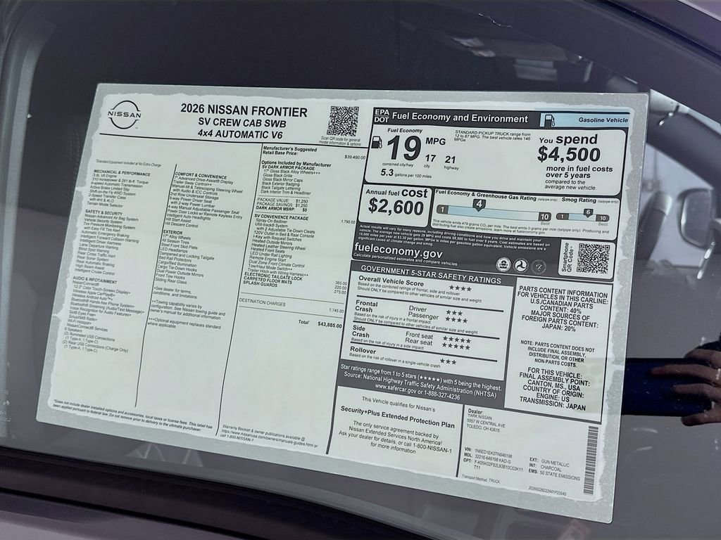 New 2026 Nissan Frontier SV w/ SV Convenience Package image 13