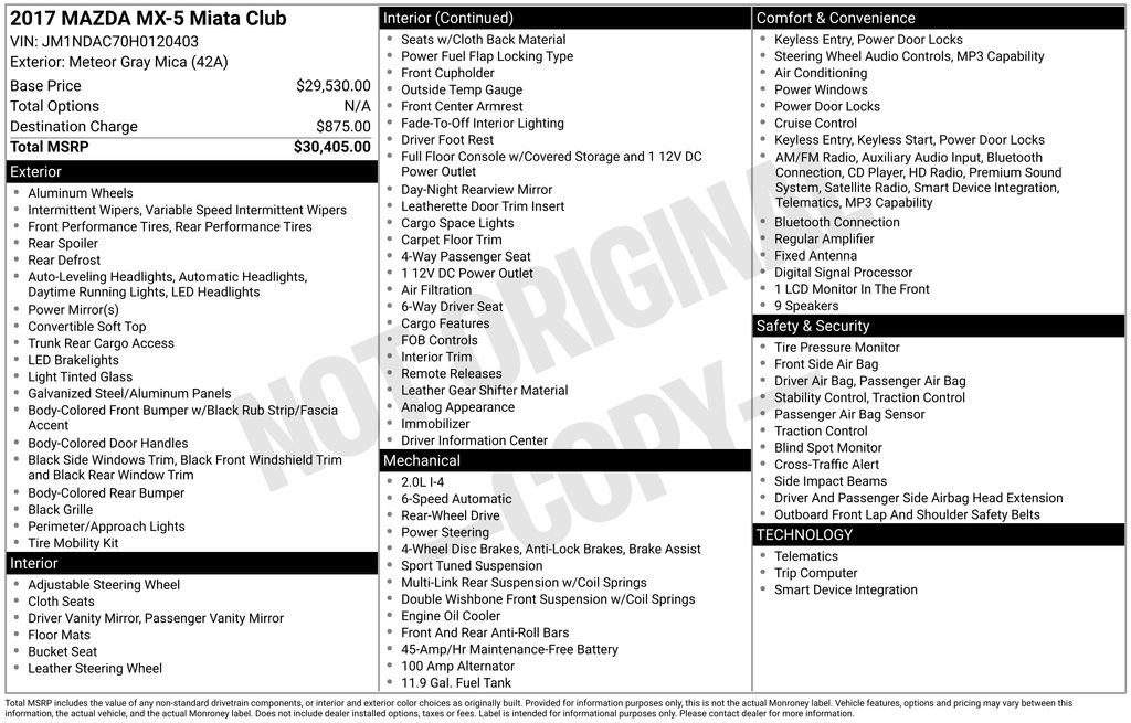 Used 2017 MAZDA MX-5 Miata Club image 7