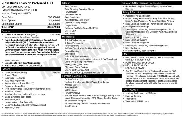 Used 2023 Buick Envision Preferred w/ Sport Touring Package image 3