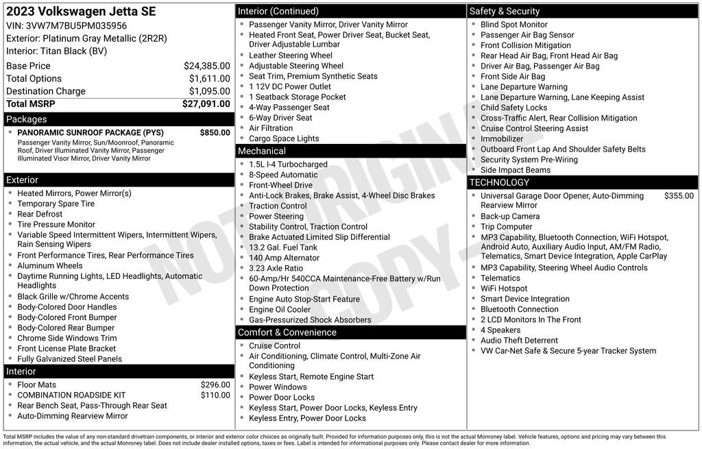 Certified 2023 Volkswagen Jetta SE w/ Panoramic Sunroof Package FWD image 10