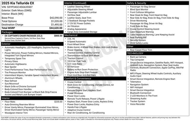 Used 2025 Kia Telluride EX w/ EX Captain's Chair Package FWD image 29