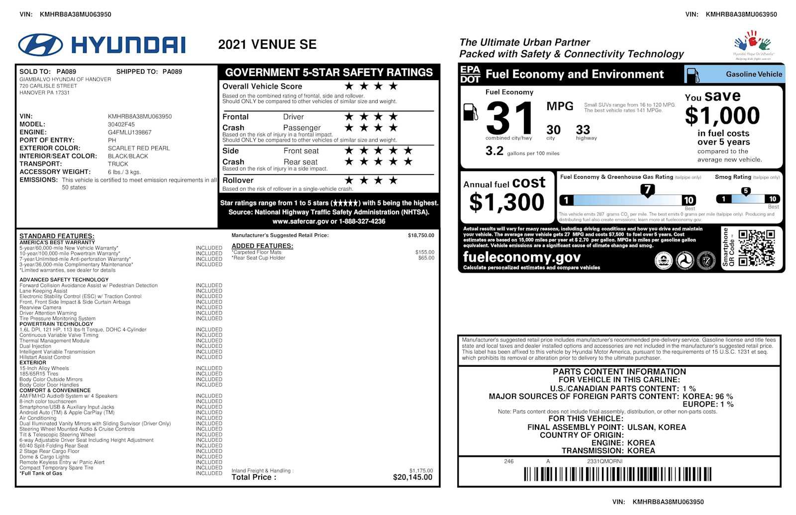 Used 2021 Hyundai Venue SE FWD image 32
