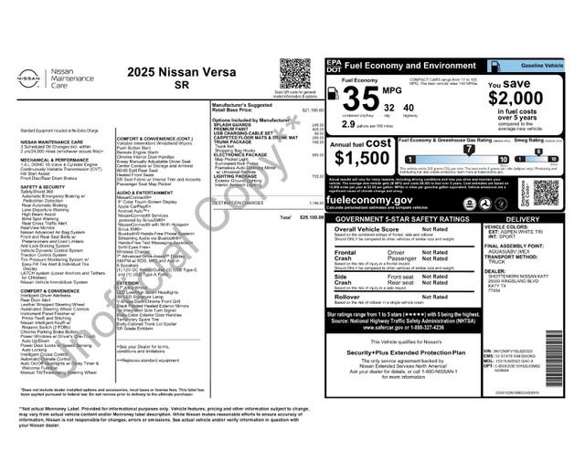 New 2025 Nissan Versa SR w/ Electronics Package FWD image 27