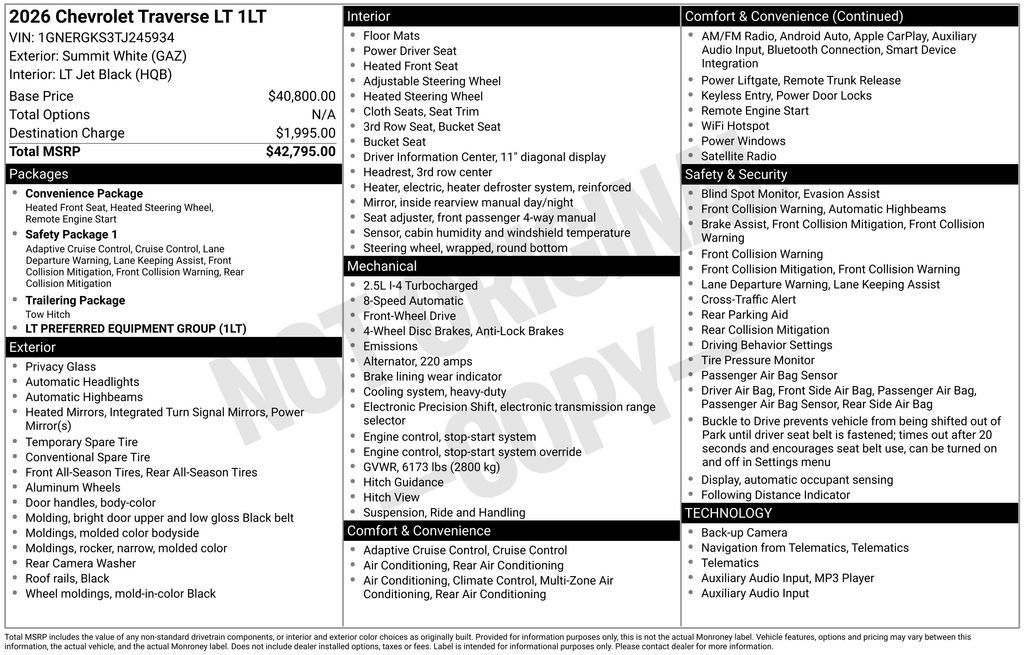 New 2026 Chevrolet Traverse LT FWD image 8