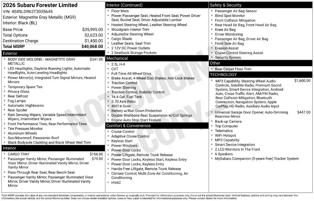 Certified 2026 Subaru Forester Limited AWD/4WD image 8
