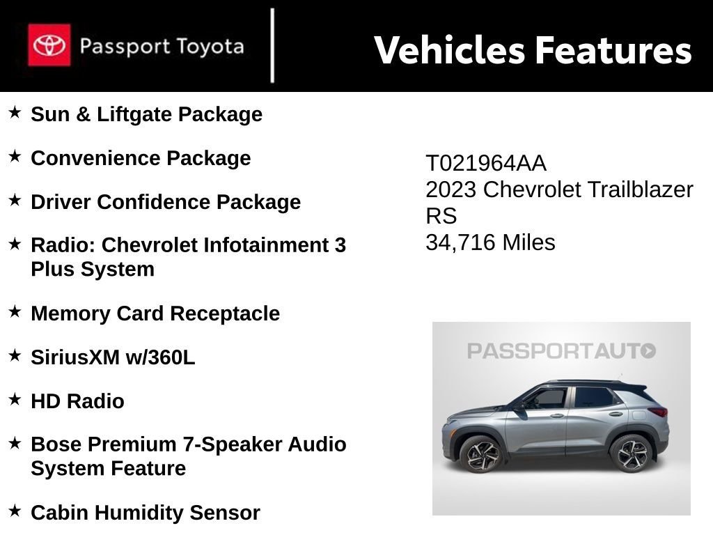Used 2023 Chevrolet TrailBlazer RS w/ Sun and Liftgate Package image 9
