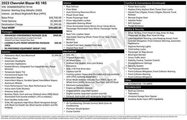 Certified 2023 Chevrolet Blazer RS w/ Enhanced Convenience Package AWD/4WD image 33
