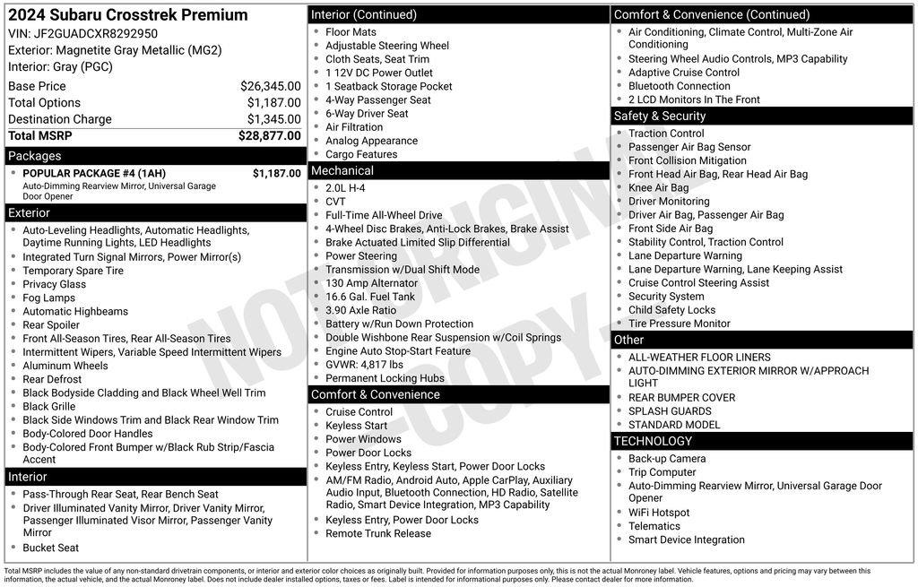 Used 2024 Subaru Crosstrek 2.0i Premium w/ Popular Package #4 image 28