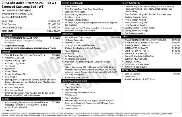 New 2024 Chevrolet Silverado 2500 W/T w/ WT Convenience Package RWD image 4