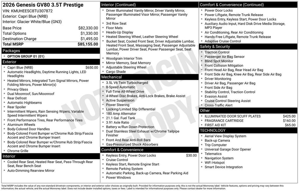 New 2026 Genesis GV80 3.5T Prestige AWD/4WD image 4