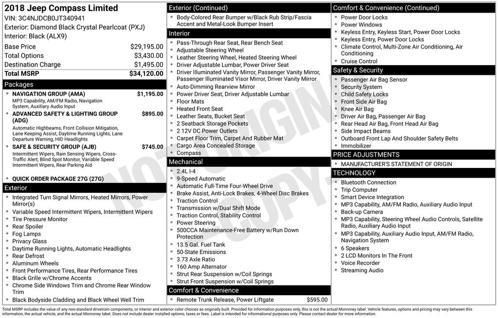 Used 2018 Jeep Compass Limited w/ Navigation Group image 1