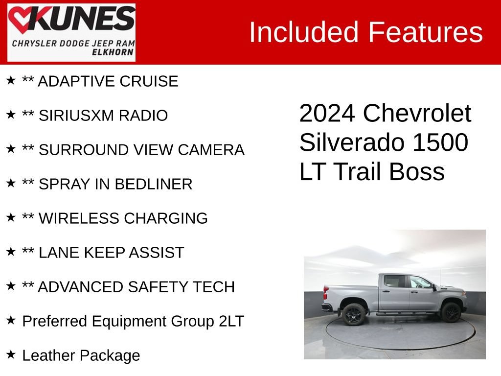 Used 2024 Chevrolet Silverado 1500 LT Trail Boss w/ LT Trail Boss Premium Package AWD/4WD image 3