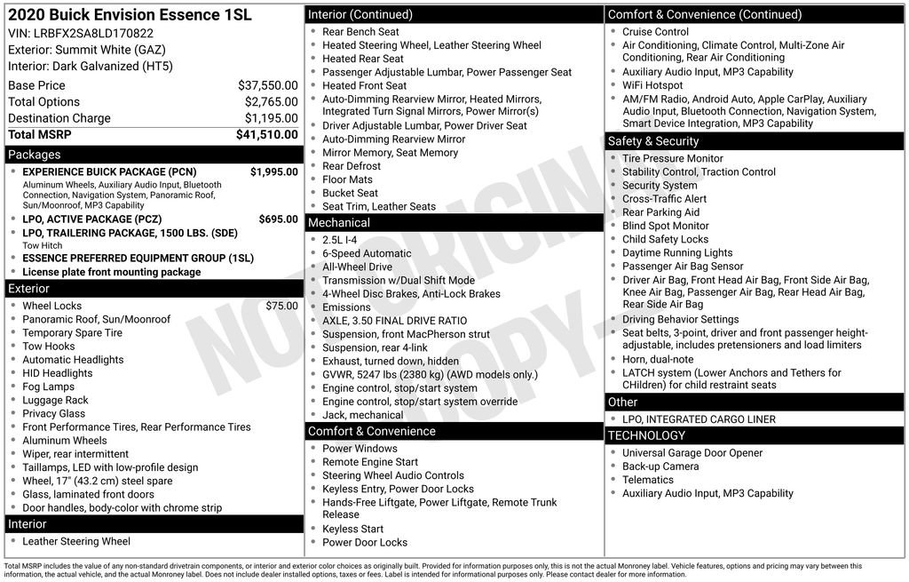 Used 2020 Buick Envision Essence w/ Experience Buick Package image 5