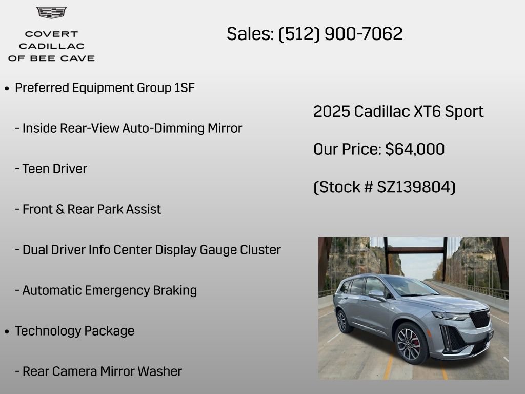 New 2025 Cadillac XT6 Sport w/ Technology Package AWD/4WD image 6