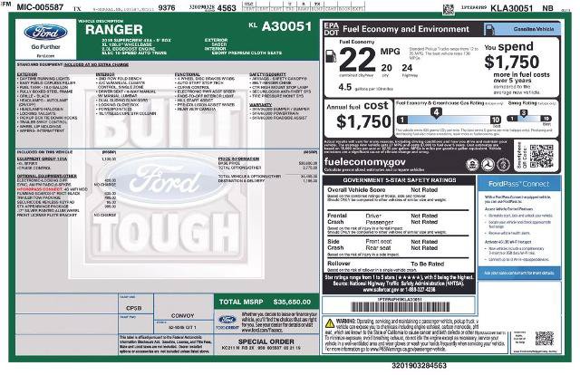Certified 2019 Ford Ranger XL w/ Equipment Group 101A Mid AWD/4WD image 13