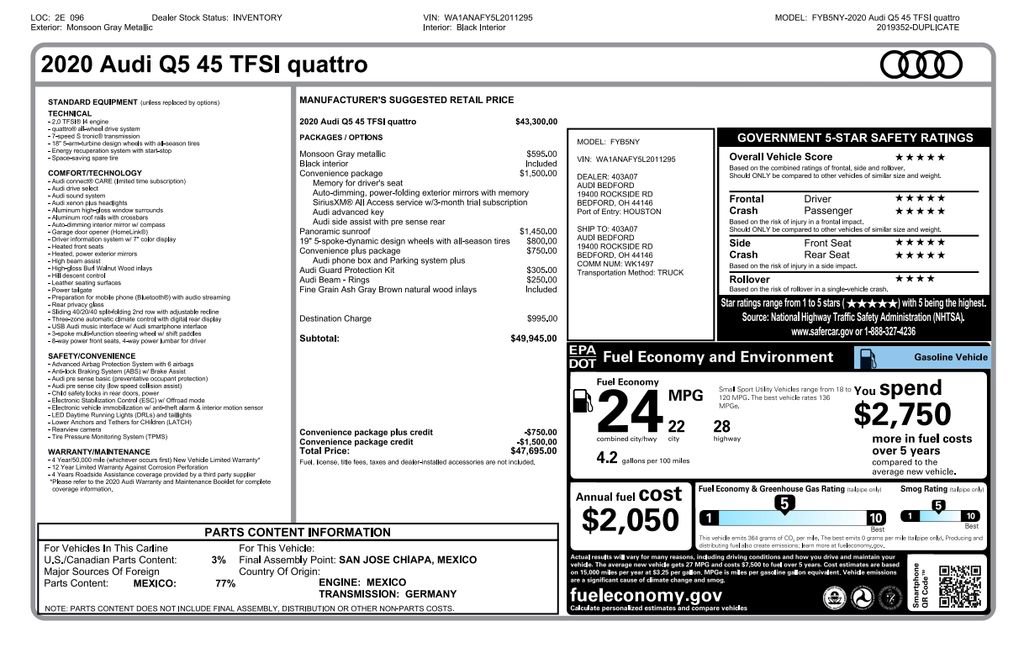 Used 2020 Audi Q5 2.0T Premium w/ Convenience Package video 3
