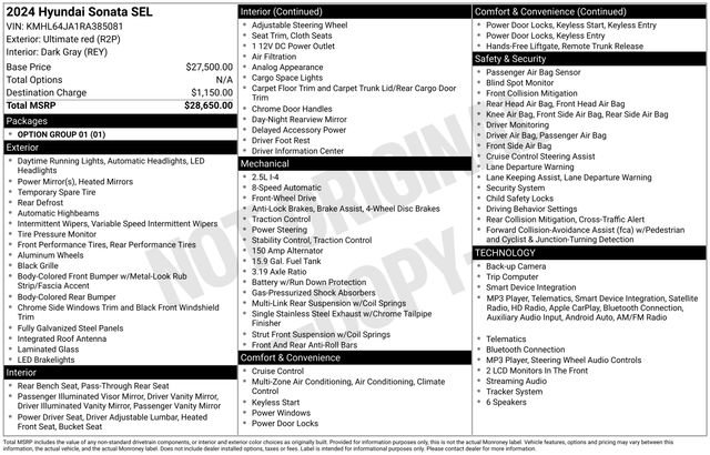 Used 2024 Hyundai Sonata SEL FWD image 29