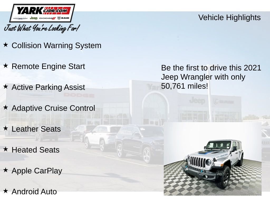 Certified 2021 Jeep Wrangler Unlimited Rubicon 4xe w/ Cold Weather Group image 13