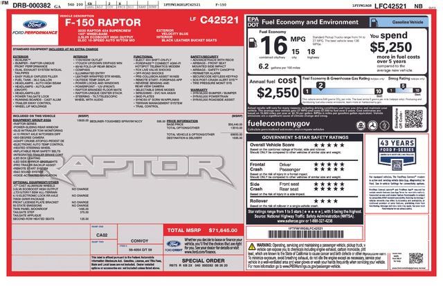 Used 2020 Ford F150 Raptor w/ Equipment Group 802A Luxury AWD/4WD image 33