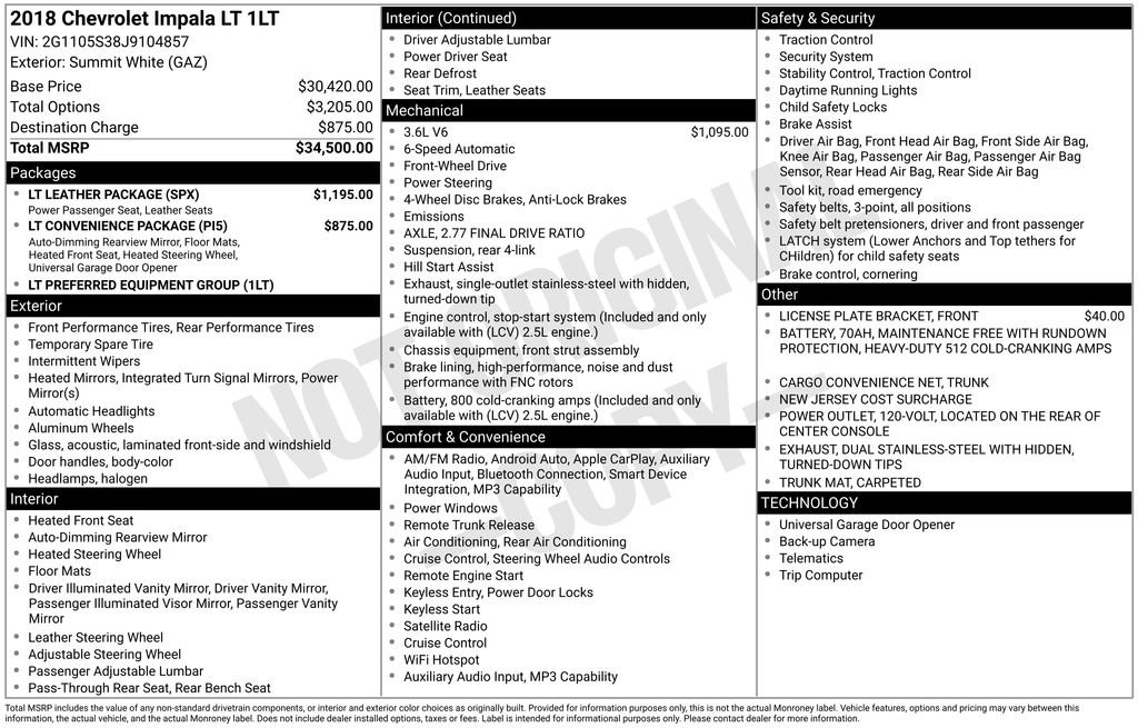 Used 2018 Chevrolet Impala LT w/ LT Leather Package FWD image 8