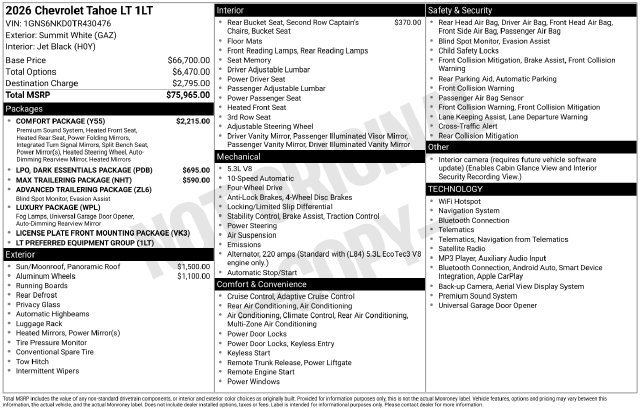 New 2026 Chevrolet Tahoe LT w/ Comfort Package AWD/4WD image 25