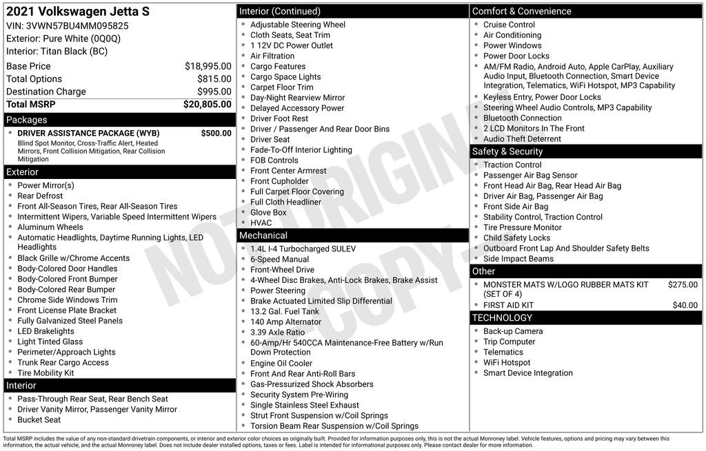 Used 2021 Volkswagen Jetta S w/ Driver Assistance Package FWD image 27