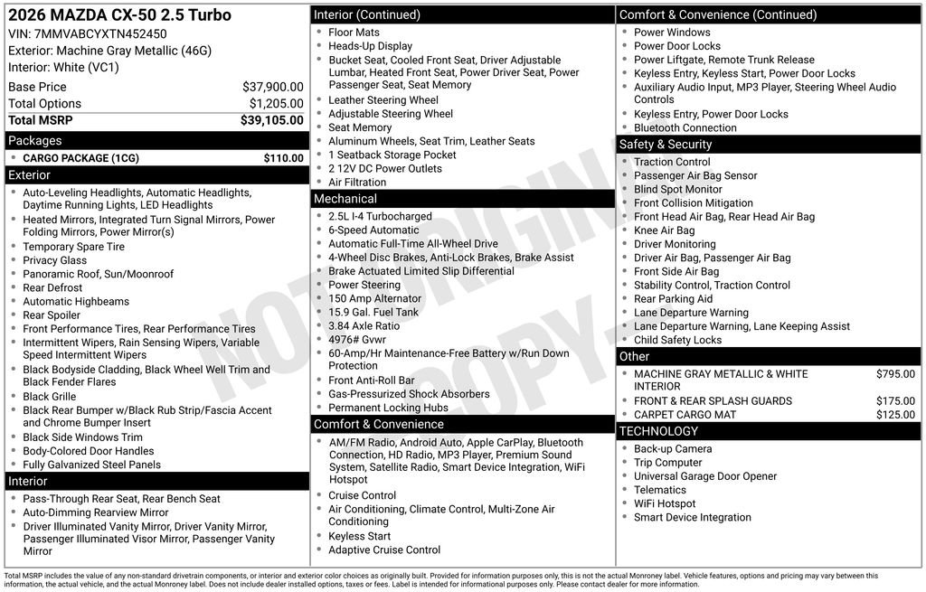 New 2026 MAZDA CX-50 AWD 2.5 S w/ Cargo Package image 6