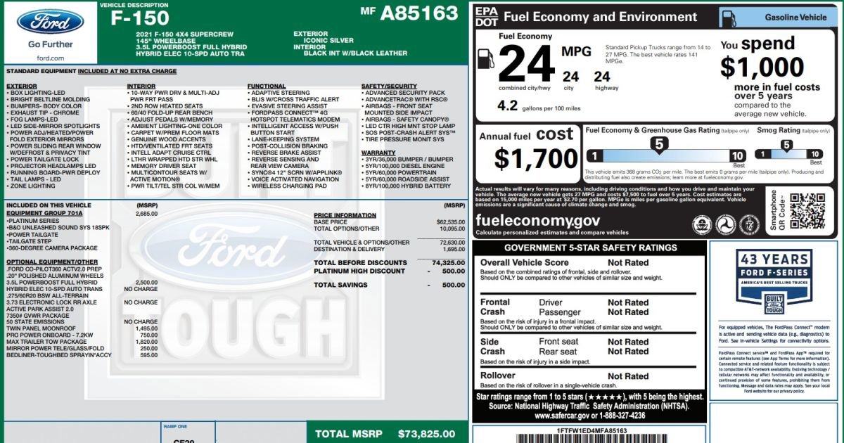 Used 2021 Ford F150 Platinum w/ Equipment Group 701A High image 15