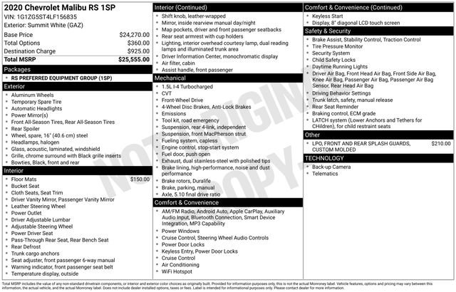 Used 2020 Chevrolet Malibu RS image 7