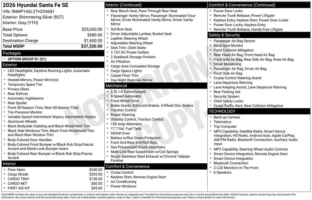 New 2026 Hyundai Santa Fe SE FWD image 35