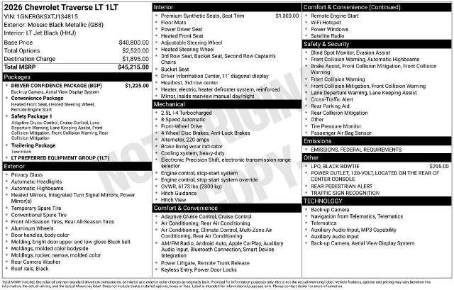 New 2026 Chevrolet Traverse LT w/ Driver Confidence Package image 33