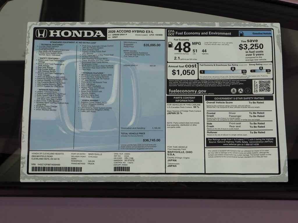 New 2026 Honda Accord EX-L image 24