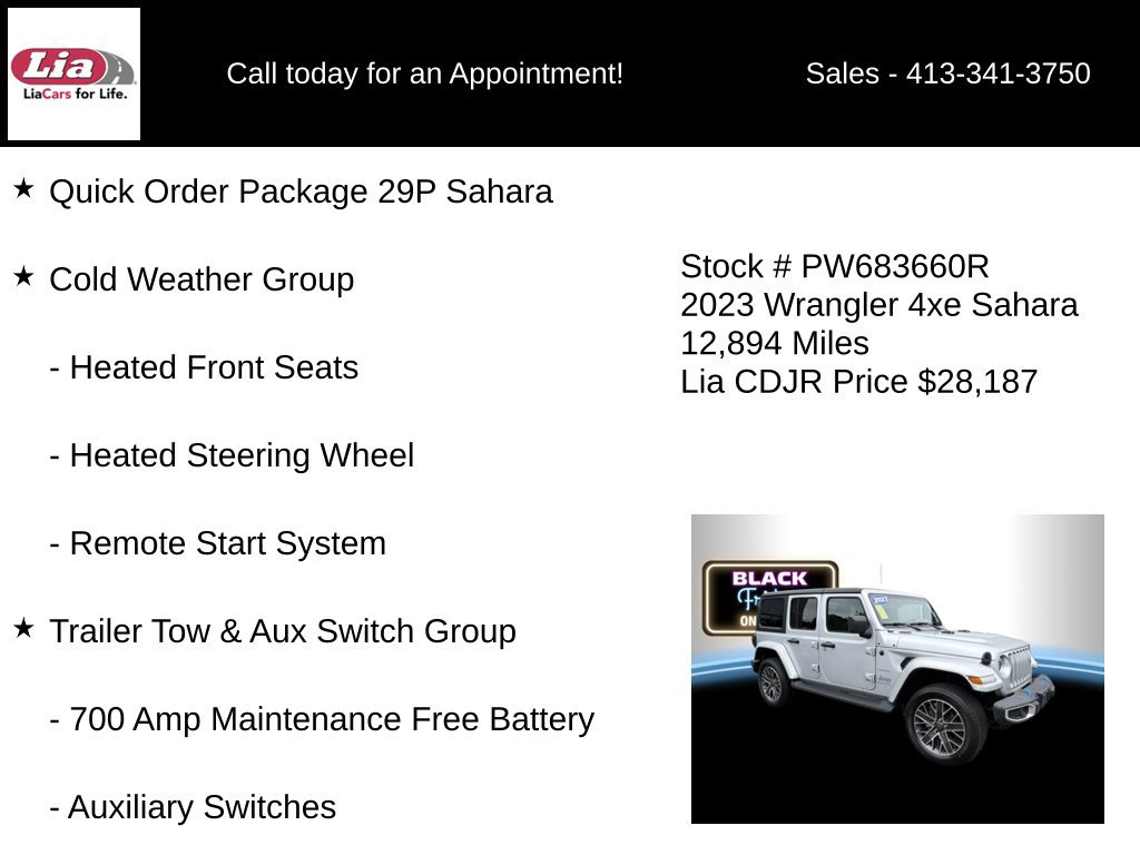 Certified 2023 Jeep Wrangler Unlimited Sahara w/ Cold Weather Group AWD/4WD image 6