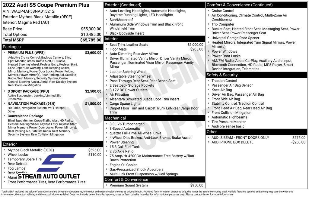 Used 2022 Audi S5 Premium Plus w/ Premium Plus image 32