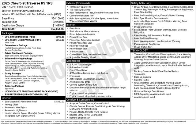 Used 2025 Chevrolet Traverse RS w/ LPO, Cargo Package FWD image 7