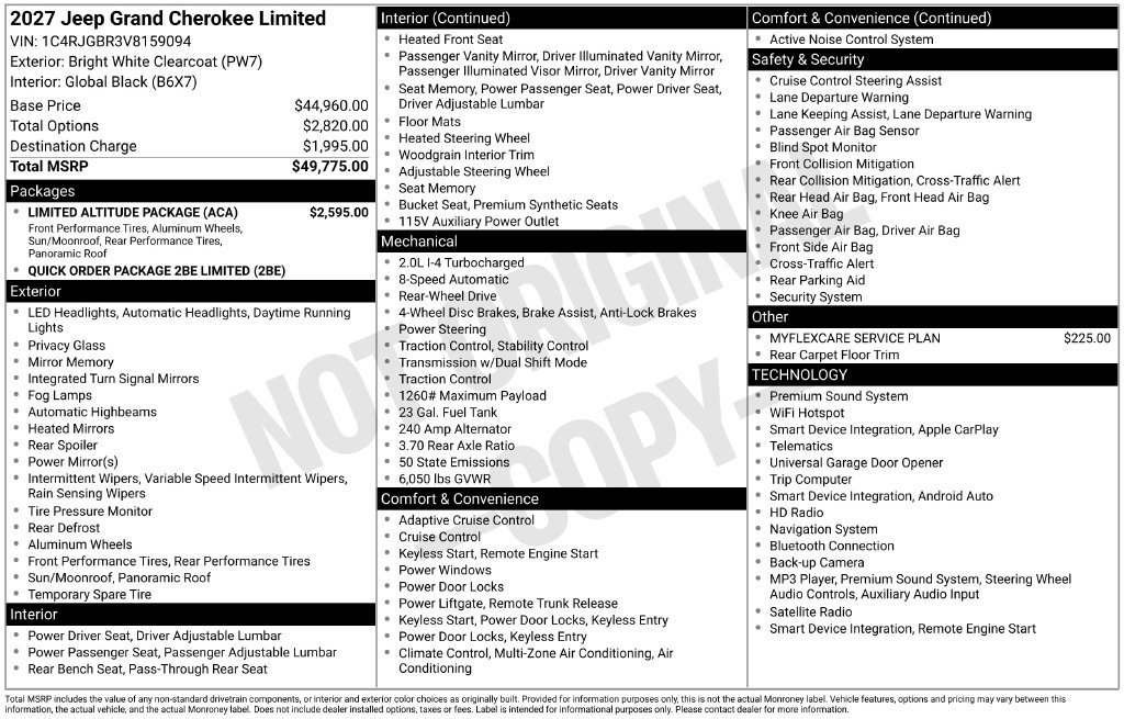 New 2027 Jeep Grand Cherokee Limited w/ Limited Altitude Package RWD image 9