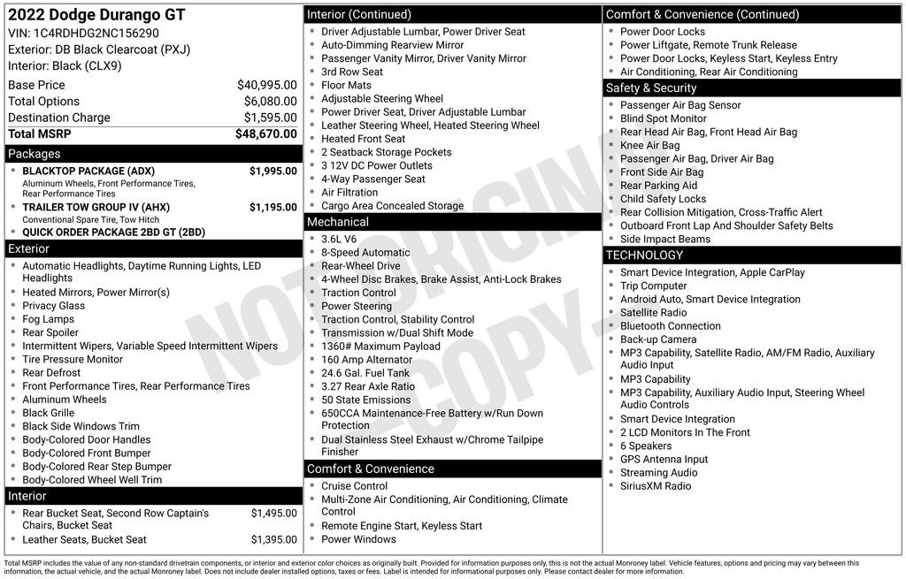 Used 2022 Dodge Durango GT w/ Blacktop Package RWD image 15