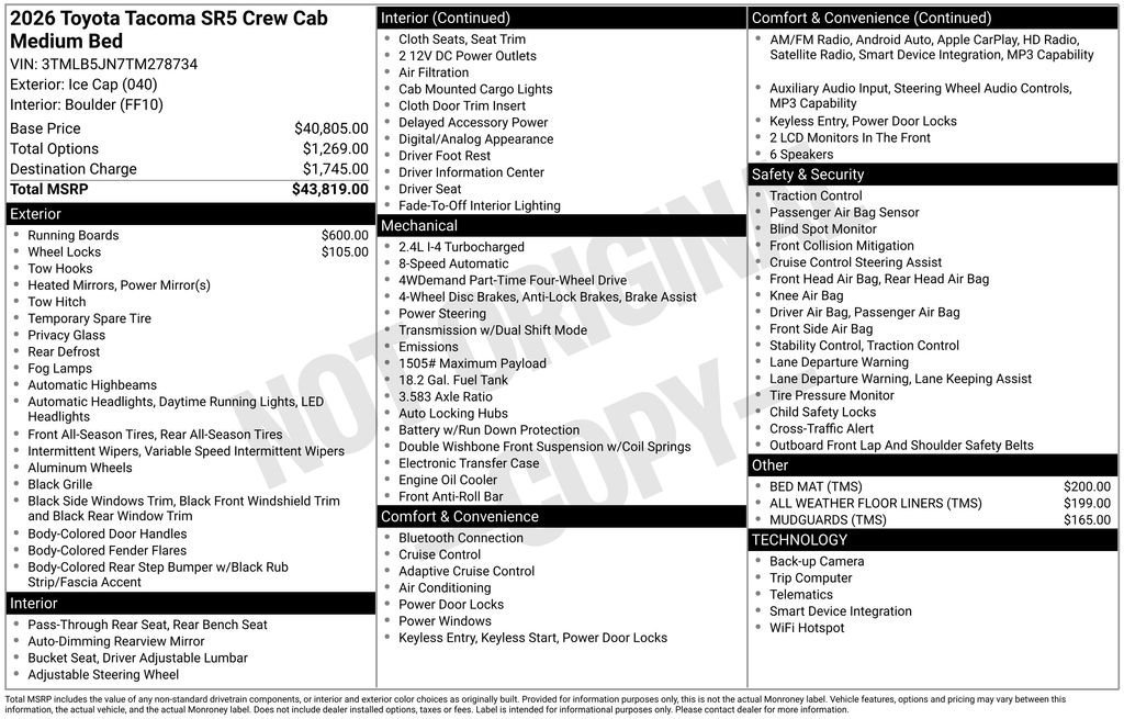 New 2026 Toyota Tacoma SR5 AWD/4WD image 7
