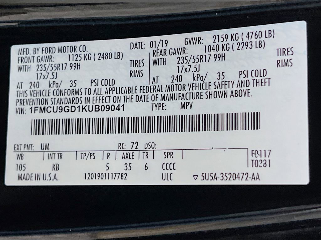 Certified 2019 Ford Escape SE AWD/4WD image 36