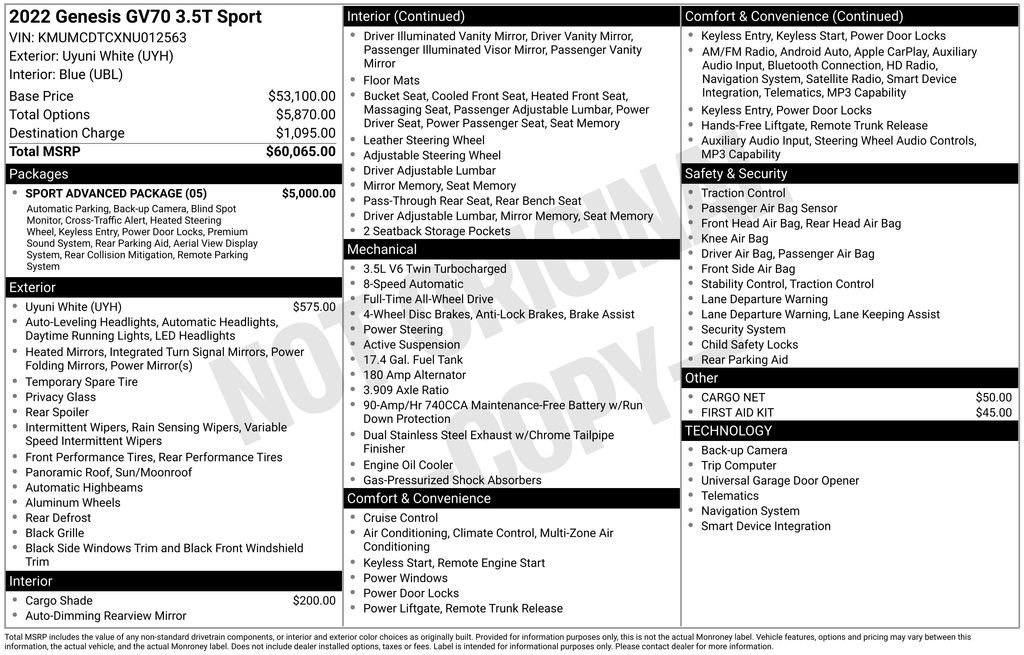 Used 2022 Genesis GV70 3.5T Sport w/ Sport Advanced Package AWD/4WD image 31