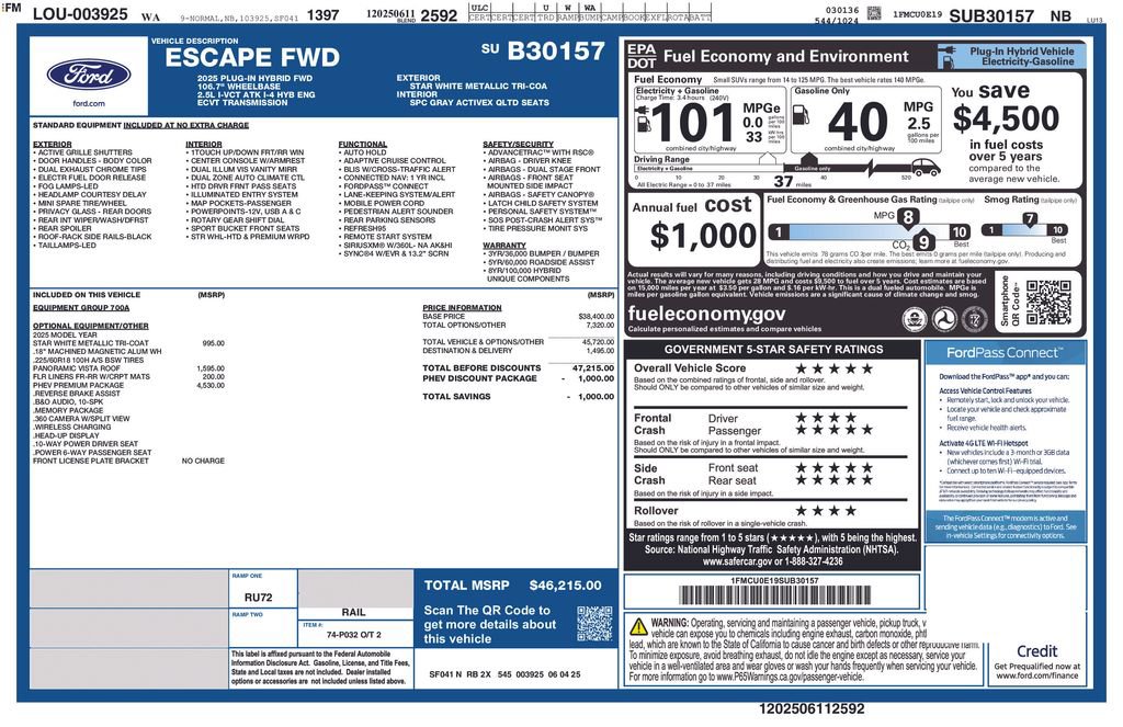 New 2025 Ford Escape SE w/ PHEV Premium Package FWD image 18